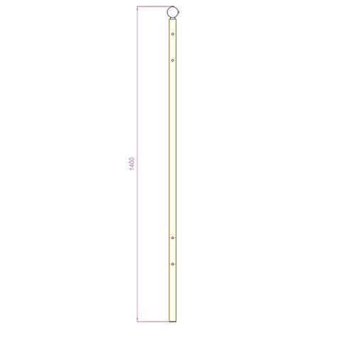 Poteau de cloture Gradius  sceller 1400mm FT4303 Poteau Gradius A sceller H1400mm FT4303