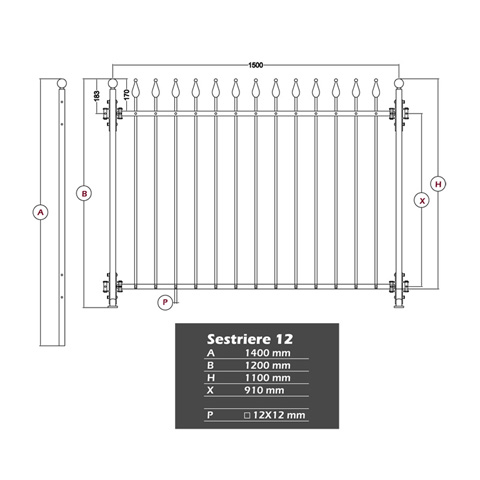 Grille de cloture SESTRIERE 12 prte  poser FT4323 Clture SESTRIERE Grille hauteur 1102mm FT4323