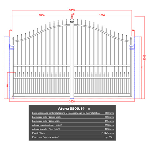 Portail ATENA 3,5m 14x14 structure motorisable FT43511 Portail ATENA ouverture motorisable FT43511