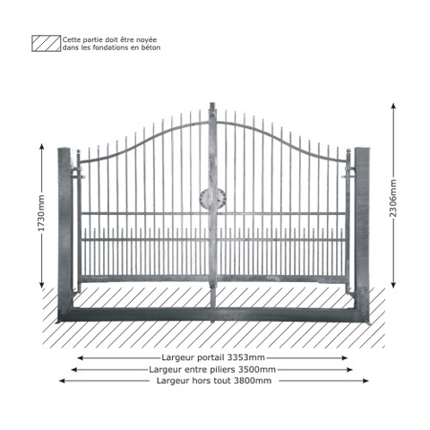 Portail ATENA 3,5m 12x12 structure  manuelle FT43532 Portail ATENA ouverture manuelle FT43532