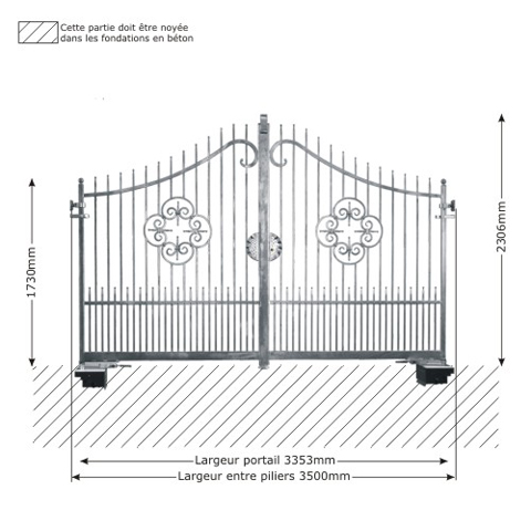 Portail AFRODITE 3,5m 14x14 ouverture motorisable FT43553 Portail AFRODITE ouverture mcanisable FT43553