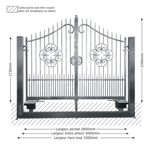 Portail AFRODITE 3m 14x14 structure motorisable FT43561 Portail AFRODITE ouverture mcanisable FT43561