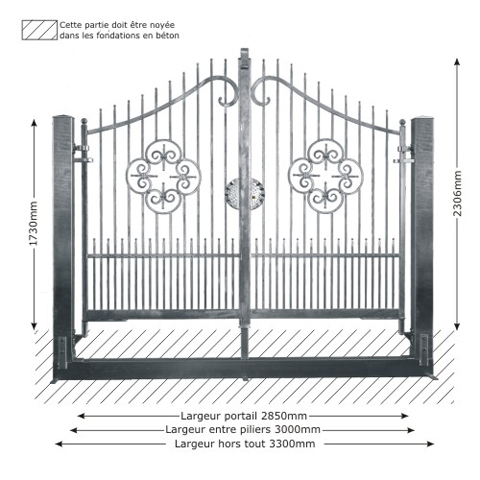 Portail AFRODITE 3m 14x14 structure  manuelle FT43562 Portail AFRODITE ouverture manuelle FT43562