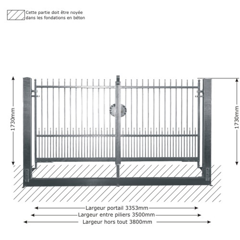 Portail IRIS 3,5m 12x12 structure  manuelle FT43572 Portail IRIS et DEMETRA ouverture manuelle FT43572