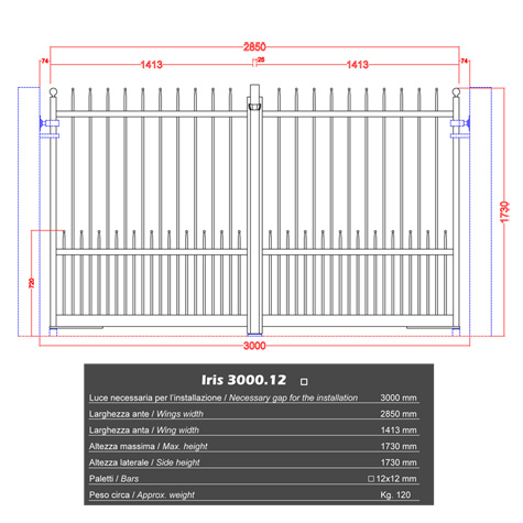 Portail IRIS 3m 12x12 structure motorisable FT43581 Portail IRIS et DEMETRA ouverture mcanisable FT43581