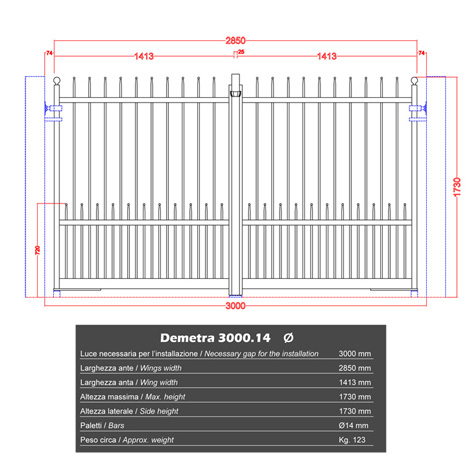 Portail DEMETRA 3m 14mm ouverture motorisable FT43603 Portail IRIS et DEMETRA ouverture mcanisable FT43603