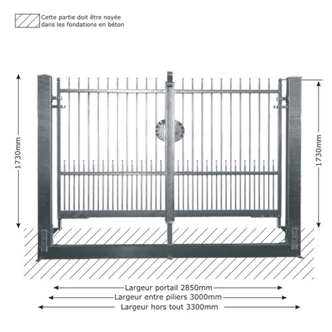 Portail DEMETRA 3m 14mm structure  manuelle FT43602 Portail IRIS et DEMETRA ouverture manuelle FT43602