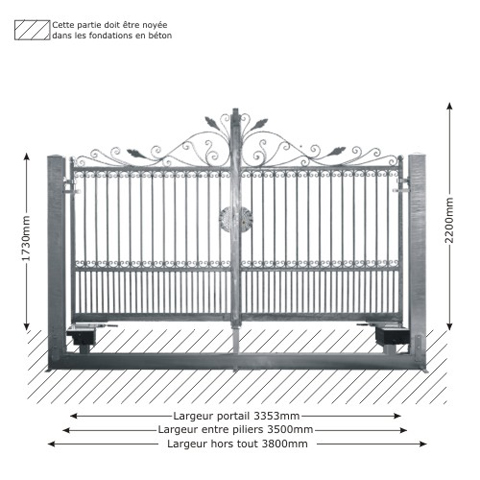 Portail ARTEMIDE 3,5m 14X14 structure motorisable FT43611 Portail ARTEMIDE ouverture mcanisable FT43611