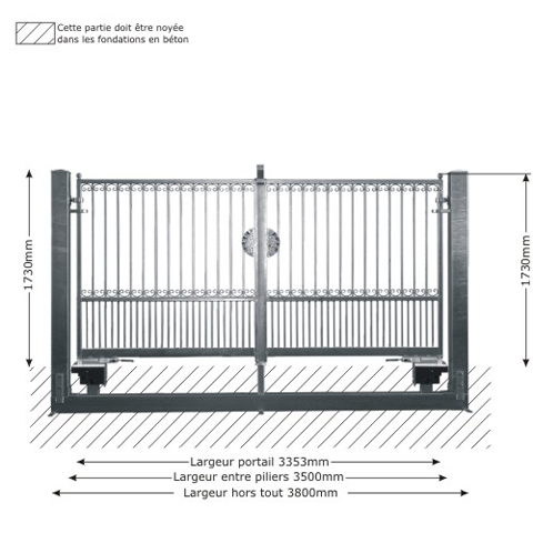 Portail GEA 3,5m 14x14 structure motorisable FT43631 Portail GEA ouverture mcanisable FT43631