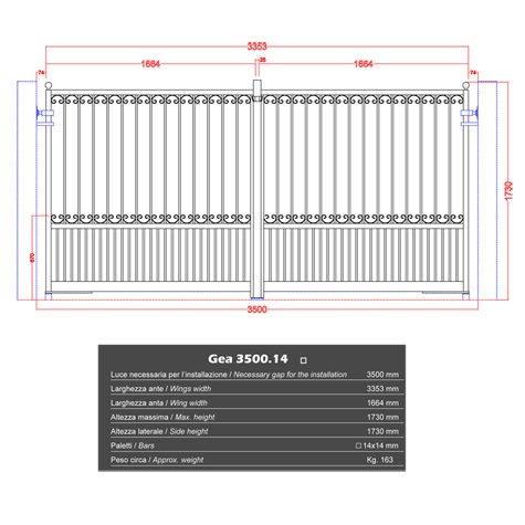 Portail GEA 3,5m 14x14 structure motorisable FT43631 Portail GEA ouverture mcanisable FT43631