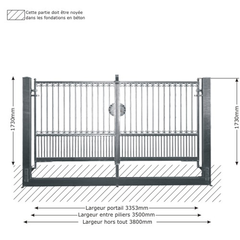 Portail GEA 3,5m 14x14mm structure  manuelle FT43632 Portail GEA ouverture manuelle FT43632