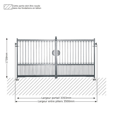 Portail GEA 3,5m 14x14mm ouverture manuelle FT43634 Portail GEA ouverture manuelle FT43634