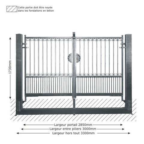 Portail GEA 3m 14x14mm structure  manuelle FT43642 Portail GEA ouverture manuelle FT43642