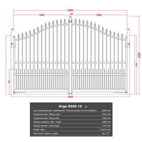 Portail ARGO 3,5m 12x12 structure motorisable FT43671 Portail ARGO ouverture motorisable FT43671