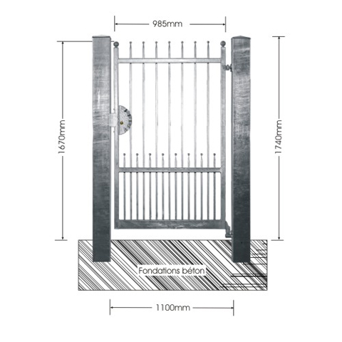 Portillon ATENA 1,1m 14x14mm avec poteaux FT43701 Portillon ATENA AVEC ou SANS poteaux 14x14 FT43701