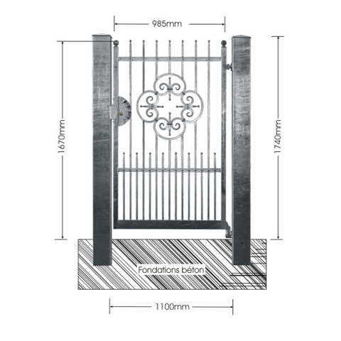 Portillon AFRODITE 1,1m 14x14mm avec poteaux FT43731 Portillon AFRODITE AVEC ou SANS poteaux FT43731