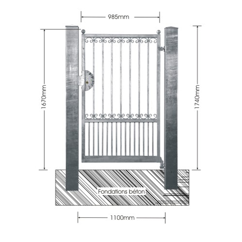 Portillon GEA 1,1m 14x14mm avec poteaux FT43741 Portillon GEA AVEC ou SANS poteaux FT43741