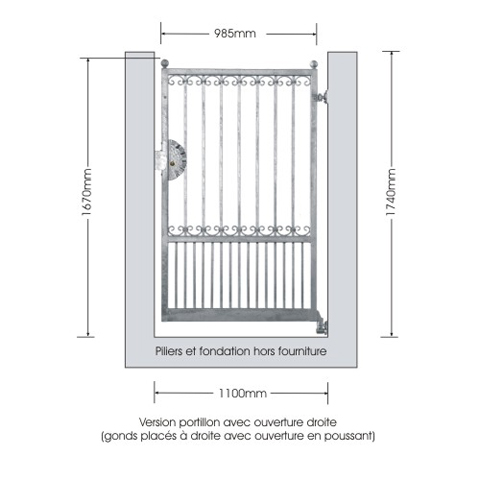 Portillon GEA 1,1m 14x14mm sans poteaux FT43742 Portillon GEA AVEC ou SANS poteaux FT43742
