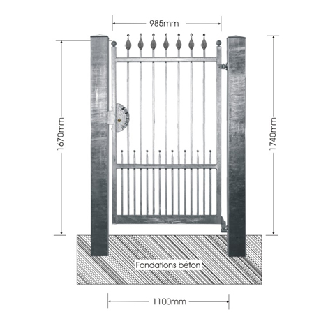 Portillon ARGO 1,1m 12x12mm avec poteaux FT43761 Portillon ARGO AVEC ou SANS poteaux FT43761