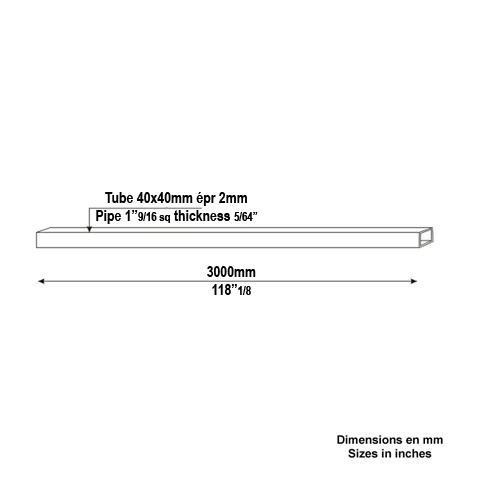 Tube de pergola 40x40x2mm longueur 3m en acier galvanis zinzimir