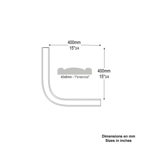 Coude 90 acier 40x8mm pour main courante profile