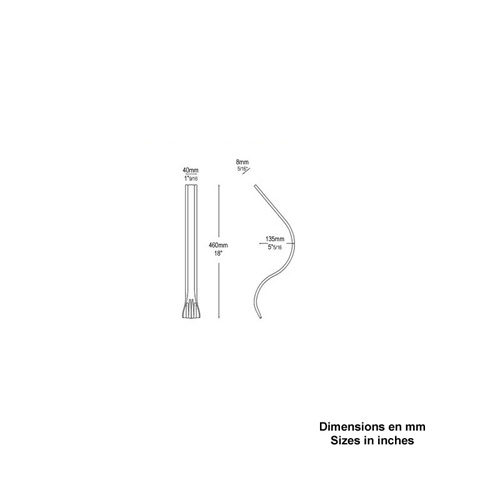 Crosse de dpart 40x8mm longueur 460x135mm acier profil forg