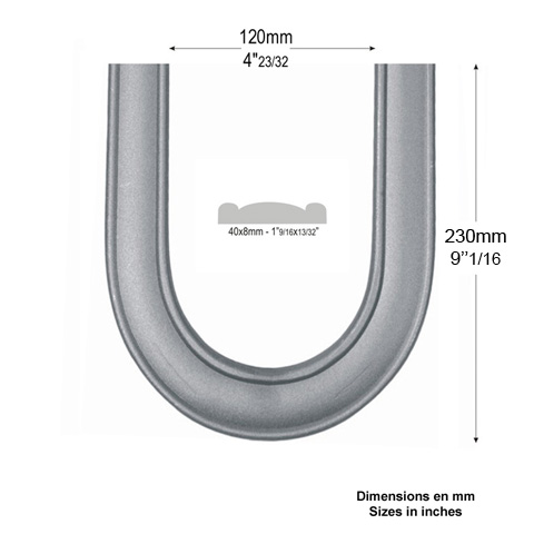 Coude de main courante 40x8mm cintre  180 en acier profil