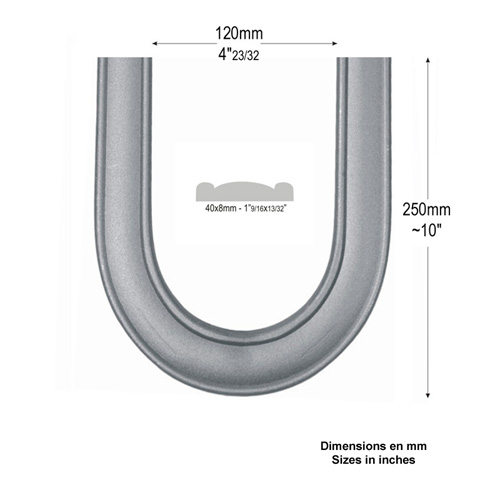 Coude de main courante 40x8mm cintre  180 en acier profil