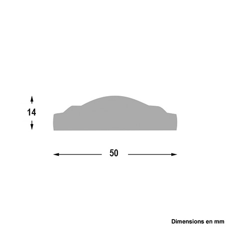 Main courante acier 50x14mm longueur 3m en acier moulur FK30101 Main courante moulure Acier FK30101