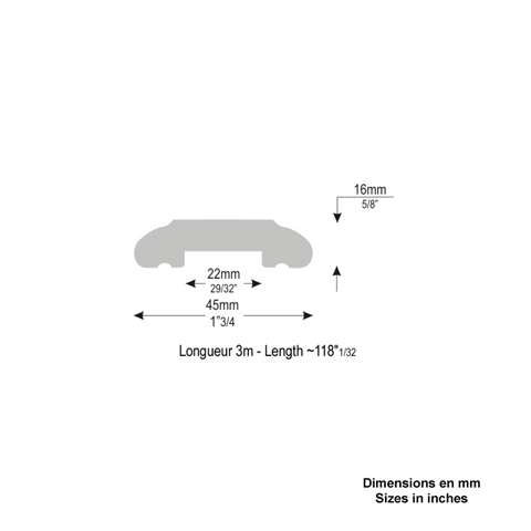 Main courante moulure 45x16mm longueur 3m acier moulur