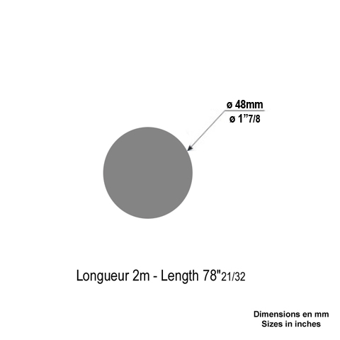Main courante en htre 48mm longueur 2m en htre massif