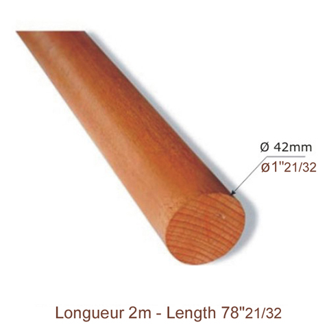 Main courante en bois 42mm longueur 2m en moabi massif
