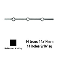 Barres 14x14mm 14 trous renfls 14x14mm losange pour clotures et grilles de dfenses