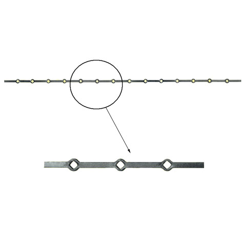 Barres 14x14mm 14 trous renfls 14x14mm losange pour clotures et grilles de dfenses