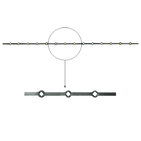 Barres 16x16mm 14 trous renfls 16x16mm losanges pour clotures et grilles de dfenses
