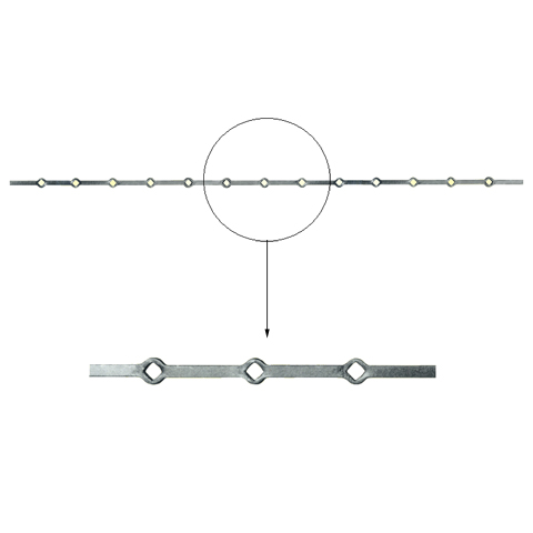 Barres 20x20mm 13 trous renfls 20x20mm carrs pour clotures et grilles de dfenses