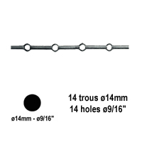 Barres 14mm 14 trous renfls ronds 14mm pour clotures et grilles de dfense