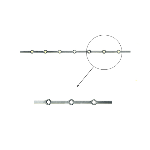 Barres 14x14mm 6 trous losange 14x14mm renfls longueur 50cm pour grilles de dfense