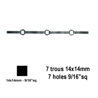 Barres 14x14mm 7 trous losange 14x14mm renfls longueur 110cm pour grilles de dfense