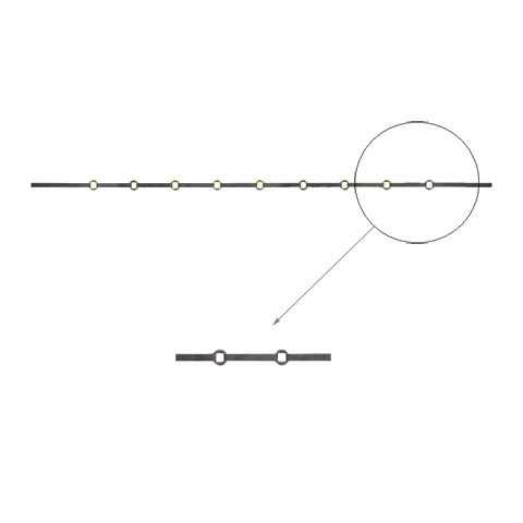 Barres 14x14mm 9 trous droits 14x14mm renfls longueur 130cm pour grilles de dfense FK3176 Barre troue Barre  trous renfls FK3176
