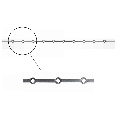 Barres 14x14mm 10 trous droits 14x14mm renfls longueur 150cm pour grilles de dfense