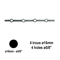 Barres 16mm 4 trous ronds de 16mm renfls longueur 70cm pour grilles de dfense