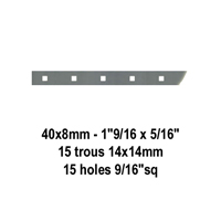 Barre poinonne 40x8mm 15 trous 14x14mm carrs longueur 2m pour cltures et grilles