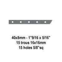 Barre poinonne 40x8mm 15 trous 16x16mm carrs longueur 2m pour cltures et grilles