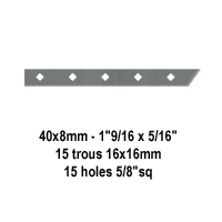 Barre poinonne 40x8mm 15 trous 16x16mm obliques longueur 2m pour cltures et grilles