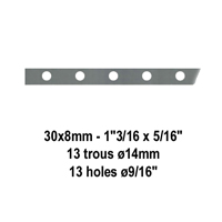 Barre poinonne 30x8mm 13 trous 15mm longueur 190cm pour cltures et grilles