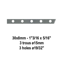 Barre poinonne 30x8mm 3 trous 15mm longueur 50cm pour cltures et grilles