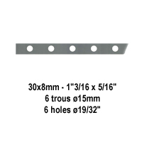 Barre poinonne 30x8mm 6 trous 15mm longueur 90cm pour grilles de fentres