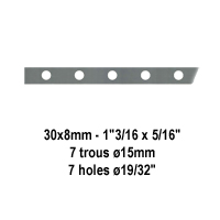 Barre poinonne 30x8mm 7 trous 15mm longueur 110cm pour grilles de fentres