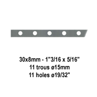 Barre poinonne 30x8mm 11 trous 15mm longueur 150cm pour grilles de fentres